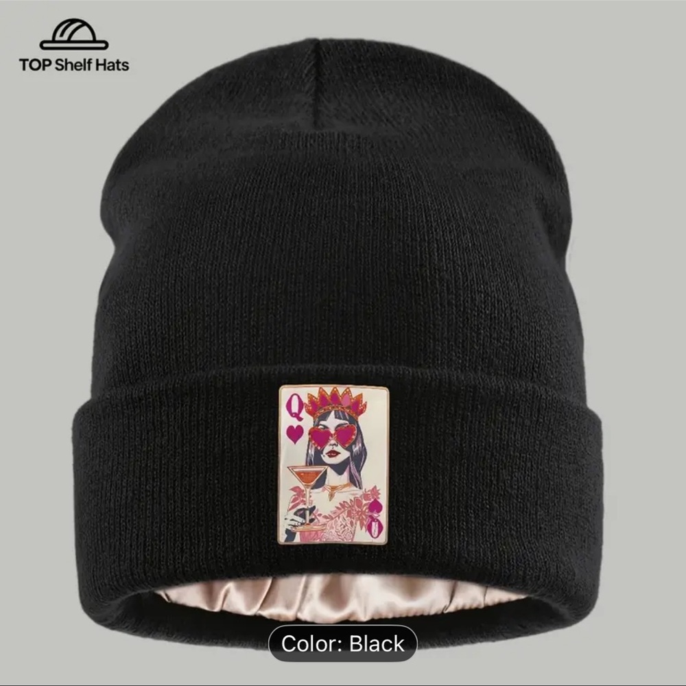 QUEEN Ladies Black Beanie - Picture 2 of 3